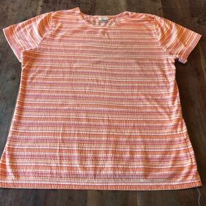 Christopher & Banks T-Shirt Orange Striped Relaxed Short Sleeve